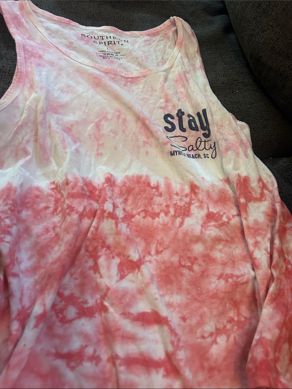 Southern Spirit Pink Tie-Dye 'Stay Salty' Tank Top